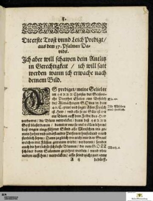 Die erste Trost vnd Leichpredig