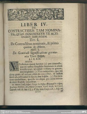 Liber IV. De Contractibus Tam Nominatis, Quam Innominatis Et Actionibus Eorundem