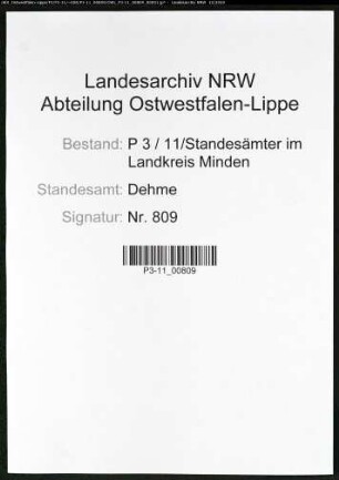 Sterberegister Standesamt Dehme