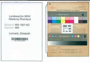 Entnazifizierung Elisabeth Lennartz , geb. 20.06.1891 (Schneidermeisterin)