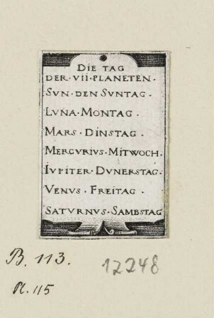Die Tag der VII Planeten, Titelblatt aus: "Sieben Planeten"