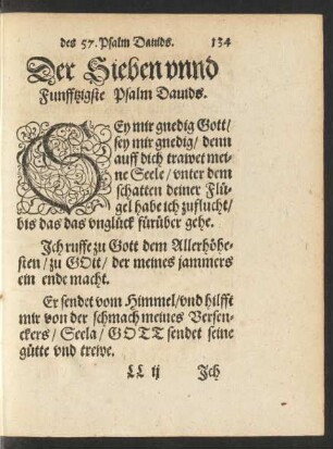 Der Sieben unnd Funfftzigste Psalm Davids.