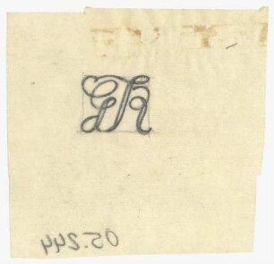 Kalligrafiestudie : Buchstaben G K in einem Quadrat zu einem Monogramm zusammen gefügt