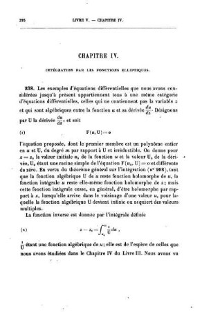 CHAPITRE IV. - Intégration par les fonctions elliptique.