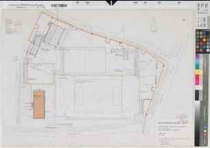 Münster (Münster) Sportanlage der Universität am Horstmarer Landweg Traglufthalle Blatt 1 Lageplan 1971 1 : 500 59,5 x 84 kol. Pause Staatshochbauamt für die Universität Münster 33.21