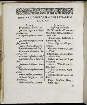 Nomina Dominorum Collegarum Editionis.
