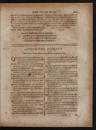 Aphorismi Aliqvot Summam huius tractatus ordine complectentes.