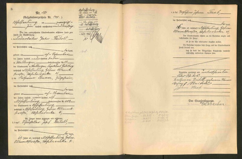 Standesamtsbuch der Stadt Aschaffenburg: Eheschließungen 252/1930 - 130/1931