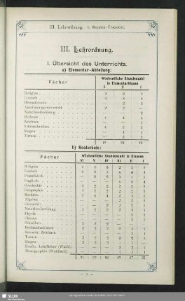 III. Lehrordnung