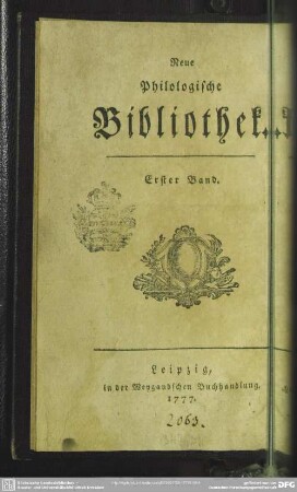 1.1777: Neue philologische Bibliothek