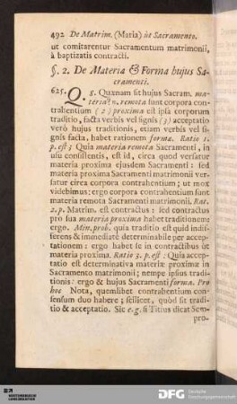 §. 2. De Materia & Forma hujus Sacramenti.