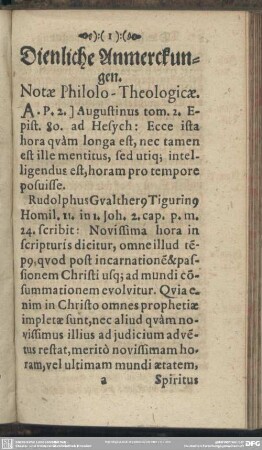 Dienliche Anmerckungen. Notae Philolo-Theologicae
