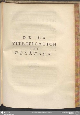 De La Vitrification Des Végétaux