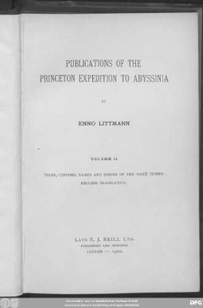 Vol. 2: Tales, Customs, Names and Dirges of the Tigrē Tribes : English translation