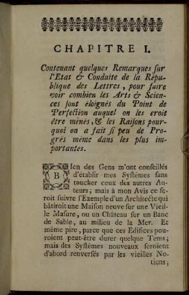 Chapitre I. Contenant quelques Remarques sur l'Etat ...