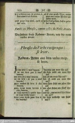 Phrases du Verbe reciproque: se lever. Redens-Arten, aus dem verbo recip. se lever