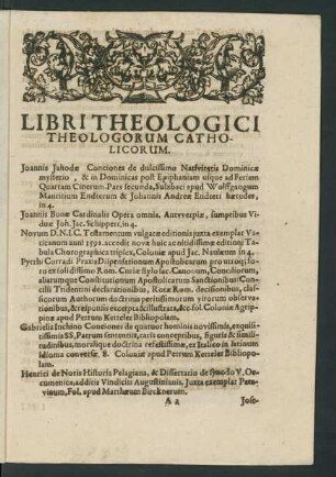 Libri Theologici Theologorum Catholicorum.