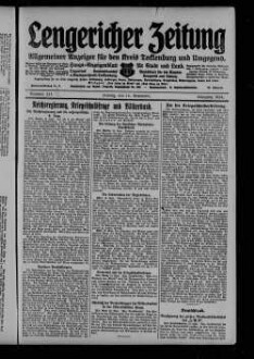 Lengericher Zeitung : allgemeiner Anzeiger für den Kreis Tecklenburg und Umgegend : Amtsblatt für die Aemter Lengerich und Lienen in Westfalen : Haupt-Anzeigenblatt für Stadt und Land : Organ des Landratsamtes und Amtsgericht in Tecklenburg : unabhängige Tageszeitung für die Orte Lengerich, Hohne, Tecklenburg, Ladbergen, Lienen, Kattenvenne, Natrup-Hagen, Brochterbeck, Westerkappeln, Leeden und Ledde