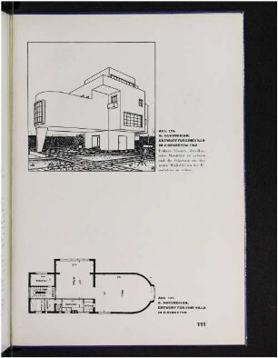 Abb. 126, 127. Entwurf für eine Villa in Eisenbeton 1923.