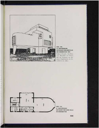 Abb. 126, 127. Entwurf für eine Villa in Eisenbeton 1923.