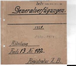 Generalverfügungen betr. Inneren Dienstbetrieb der Stadtverwaltung