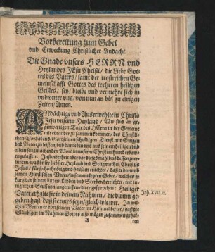 Vorbereitung zum Gebet und Erweckung Christlicher Andacht.