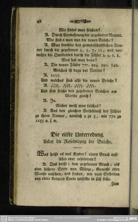 Die eilfte Unterredung. Ueber die Resolvirung der Brüche