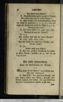 Die eilfte Unterredung. Ueber die Resolvirung der Brüche
