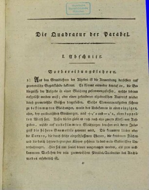 Die Quadratur der Parabel des Archimedes