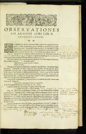 Observationes Ad Arnobii Afri Lib. II. Adversus Gentes.