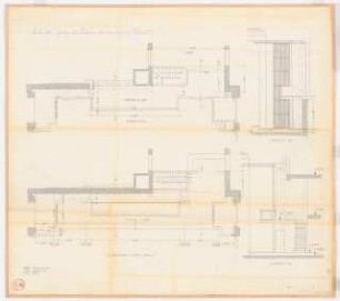 Reichsluftfahrtministerium, Berlin: Saalbau, Ehren-/Festsaal (Empore und Orgel): Grundrisse, Schnitte 1:50