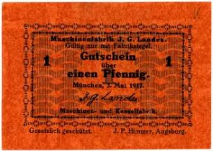 Geldschein / Notgeld, Pfennig, 3.5.1917