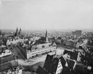 Breslau (Wroclaw). Stadtbild vom Elisabethkirchturm nach Südosten