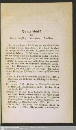 Verzeichniß der hauptsächlich benutzten Quellen
