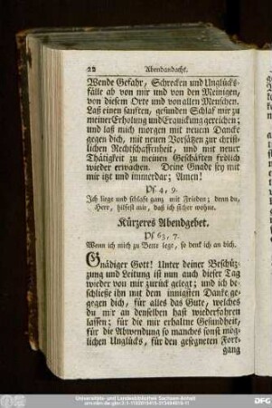 Kürzeres Abendgebet.