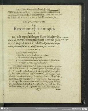 Caput Undecimum. De Retorsione Juris iniqui