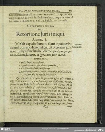 Caput Undecimum. De Retorsione Juris iniqui