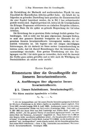 § 1. Lineare Substitutionen. Invariantenbegriff.