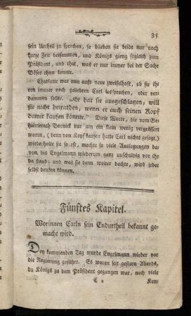 Fünftes Kapitel. Worinnen Carln sein Endurtheil bekannt gemacht wird.