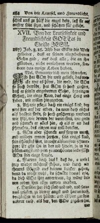 XVII. Von der Leutseligkeit und Freundlichkeit Gottes in Christo Jesu. - XVIII. Von den Wercken der Schöpfung.