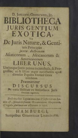 Bibliotheca Juris Gentium Exotica