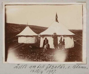 Zelte am Tell gohadar [Nähe Golan], z. Böhmer. 14.15/4 1907.