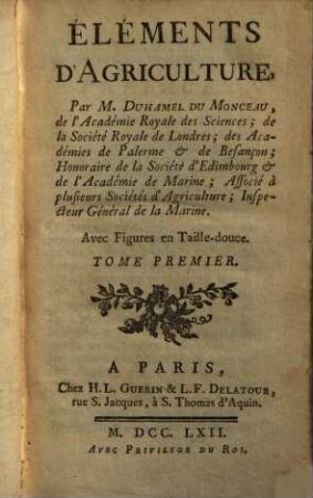 Eléments D'Agriculture, 1