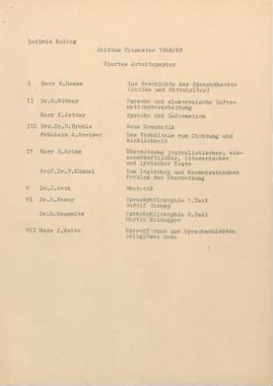 Drittes Trimester 1968/1969