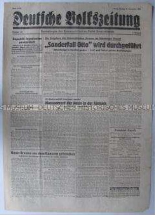 Tageszeitung der KPD "Deutsche Volkszeitung" u.a. zum Nürnberger Prozess und zur Proklamation der Republik Jugoslawien
