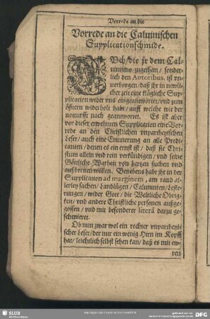 Vorrede an die Calvinische Supplicationschmide