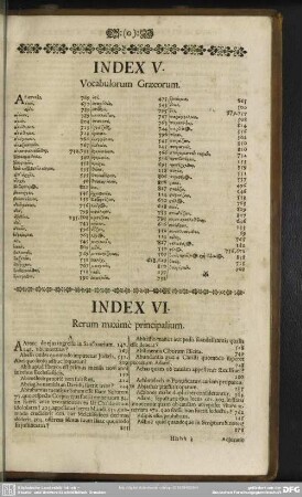 Index VI. Rerum maxime principalium
