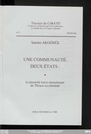 Une communauté, deux états : la minorité turco-musulmane de Thrace occidentale