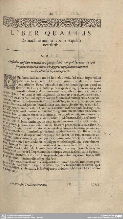 Liber Quartus. De machinis nonnullis bello perquam necessariis.