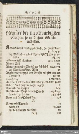Register der merckwürdigsten Sachen, so in diesem Wercke enthalten